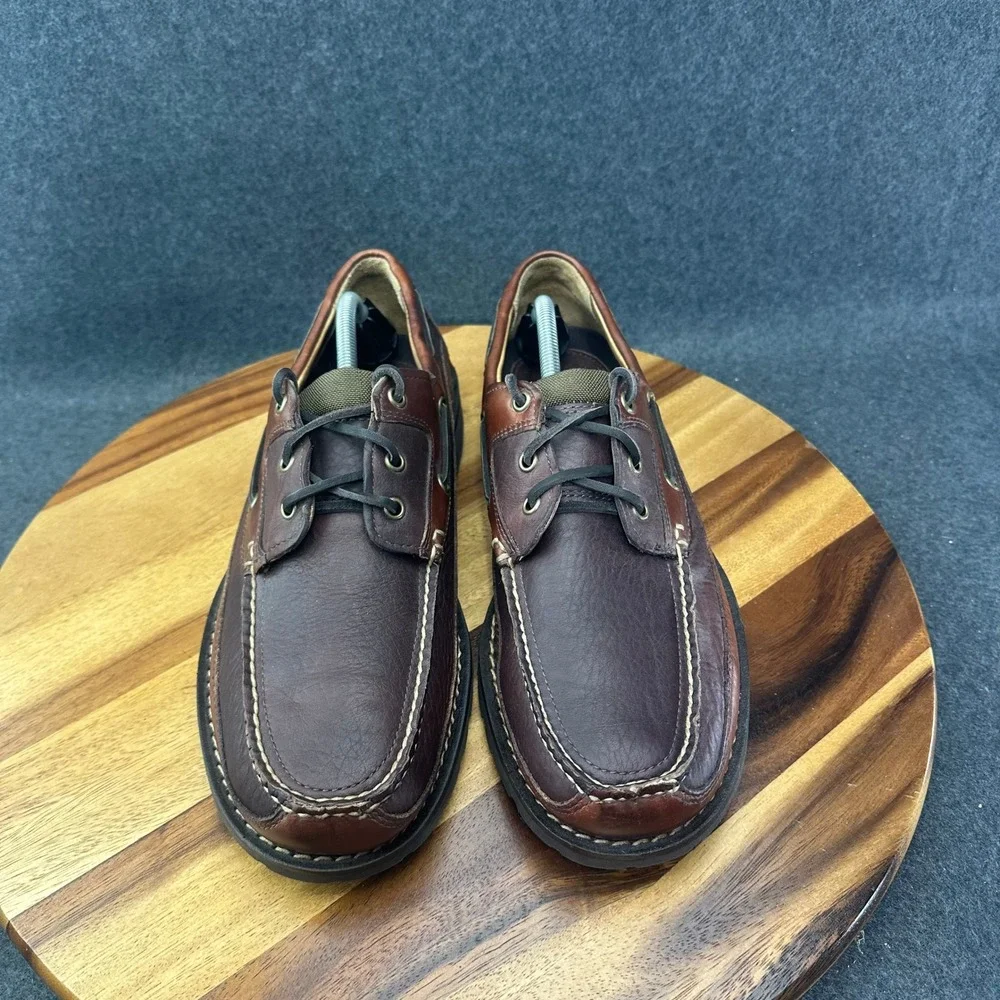 LL Bean Allagash Bison Handsewn Boat Shoes Oxford 244472 Brown Men's Size 12D